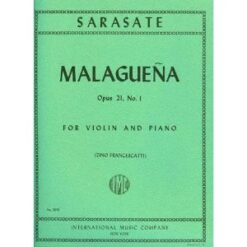 Sarasate Pablo Malaguena Op 21 No 1 For Violin and Piano. by Francescatti. International Music